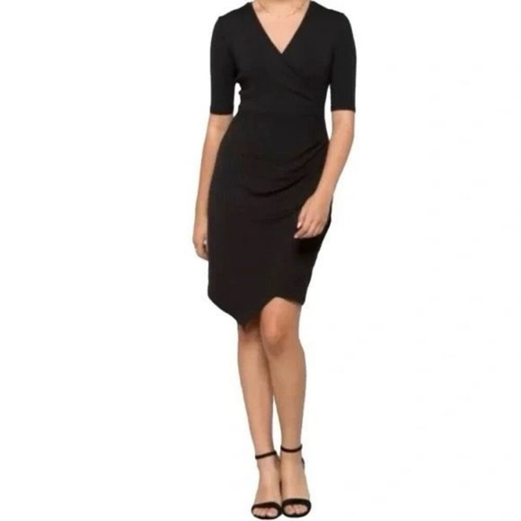 Goldray | Dresses | Goldray Ribbed Knit Faux Wrap Dress | Poshmark